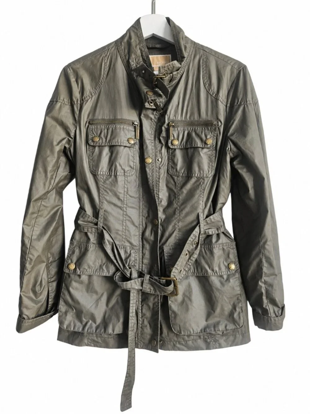MICHAEL Michael Kors Olive Green Belted Military Utility Field Jacket M